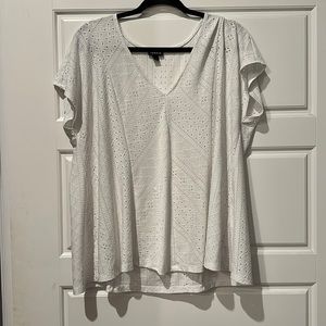 Torrid white v-neck eyelet top- size 2